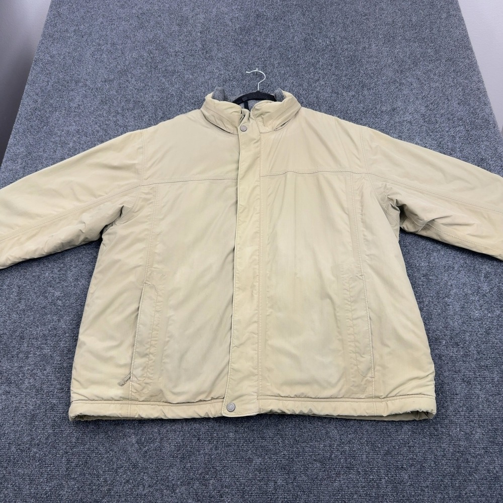 LL Bean Jacket Mens XL Tan Nylon Fleece Lined Gorpcore Outdoors Utility Style